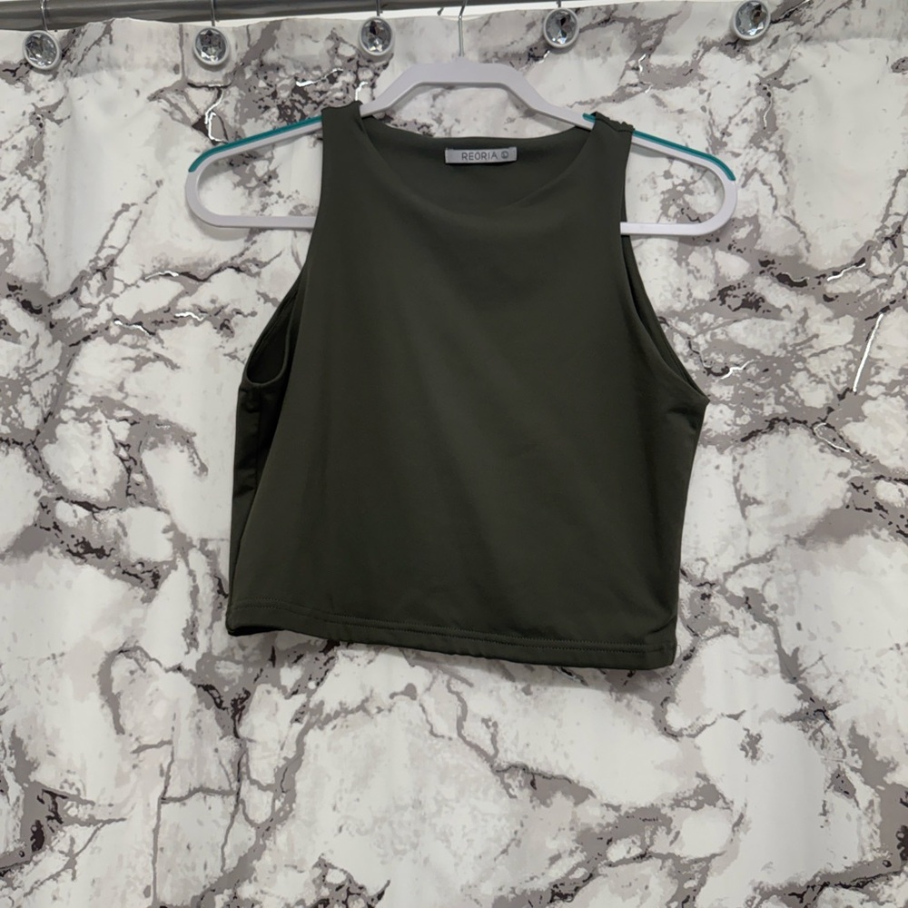 ReoRia Dark Green Sleeveless Crop Top
